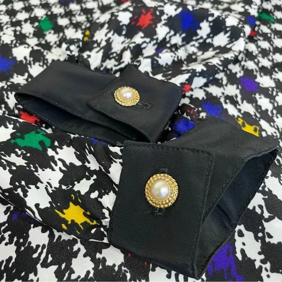 Vintage Impressions of California Colorful Houndstooth Button Down Blouse - Picture 6 of 14